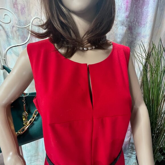 📌Calvin Klein Midi Sleeveless Fitted Dress with Keyhole and Belt - Picture 3 of 15